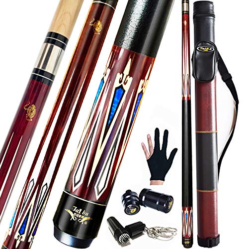 Tai ba cues 2-teiliger Poolqueue-Stick + Hartschalenkoffer Cover