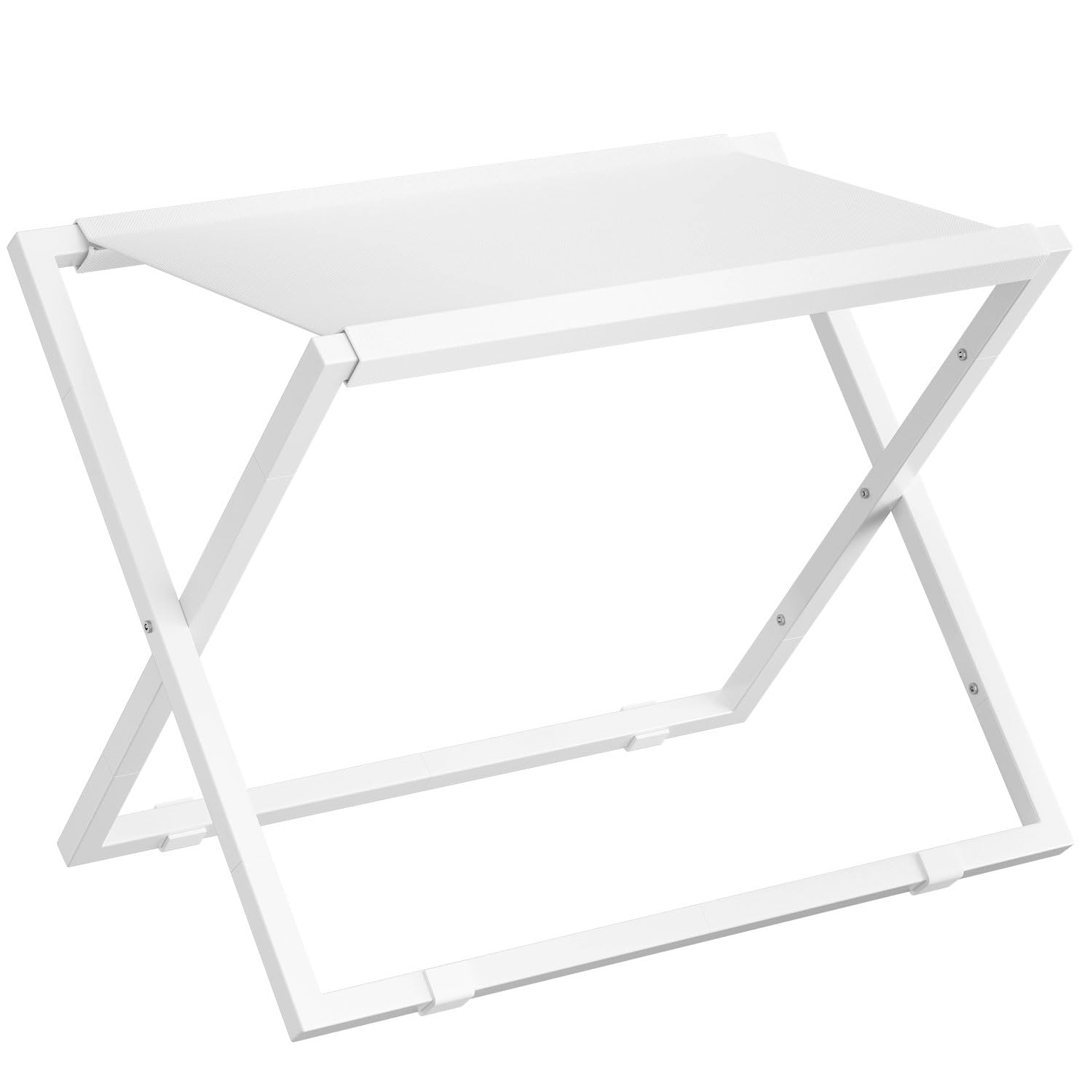 IBUYKE Luggage Rack for All Suitcase Sizes,Foldable Suitcase Stand,Metal Luggage Holder,Easy to Assemble for Bedroom Living Room Hotel,White TLR001W