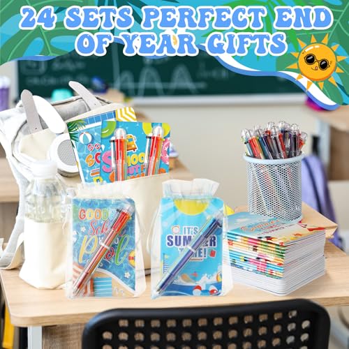 Stylos rétractables 6 en 1 et mini blocs-notes d'été | Cadeau fin d'année