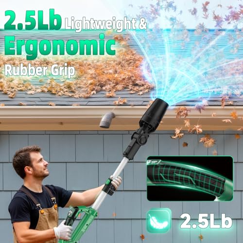 Image of KIMO Cordless Leaf Blower, 310000RPM Brushless Motor, 37 Inch Adjustable Pole, 650CFM 280MPH, No 20V Battery-Bare Tools