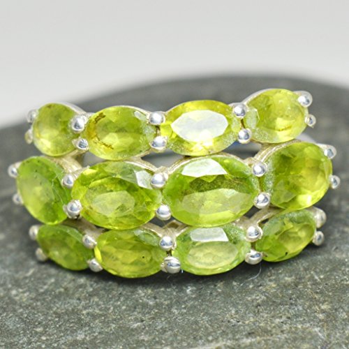 Bague en argent sterling naturel avec péridot vert véritable taille 46-68 - 2
