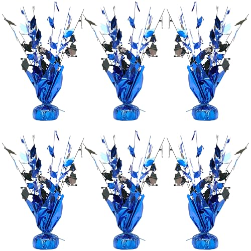 Gyufise 6 Pack Graduation 2025 Metallic Foil Spray Centerpiece Grad Cap 2025 Table Decoration Burst Table Centerpieces Decor for Class of 2025 Graduation Party Supplies Black Blue