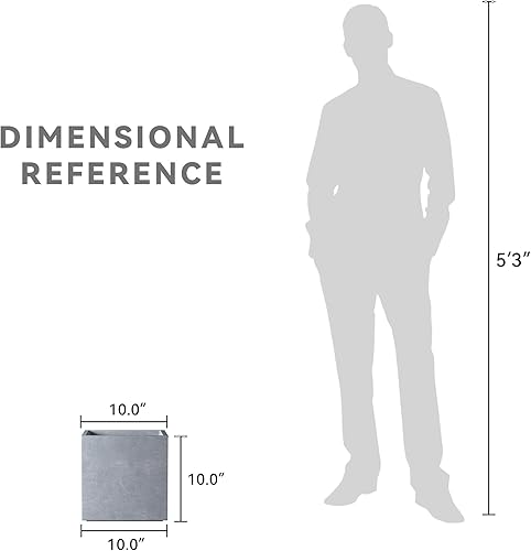 Miniatura 8 de Kante Maceta cuadrada de hormigón de 10 pulgadas para exteriores, interiores, patio, jardín, maceta grande con orificio de drenaje y tapón de goma,