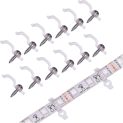 Paquete de 100 soportes de montaje de tira de luz, clips de fijación transparentes para tira de luz LED 5050 impermeable IP65 de 0.394 in de ancho,