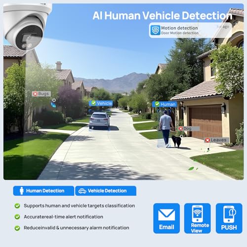 Image of VIKYLIN 6MP PoE IP Camera Outdoor, F1.0 Full Color Night Vision | Full Metal Turret Camera, Human & Vehicle Detection, Two-Way Audio, 512GB MicroSD, IP67 Waterproof, NDAA Compliant