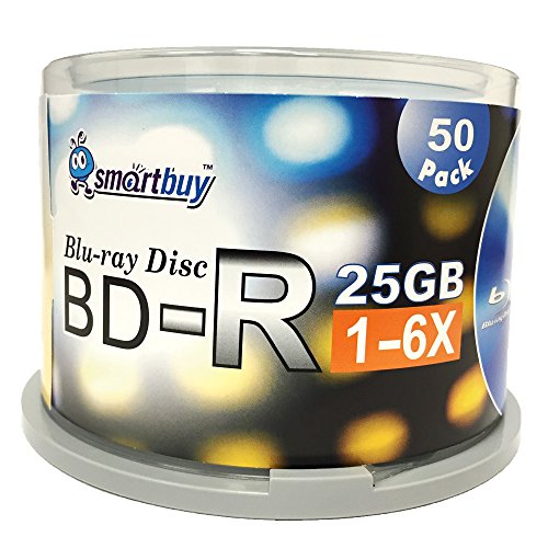 Image of Smartbuy 100-disc 25gb 6X Bd-r BDR Blu-ray Single Layer Logo Top Surface Blank Data Recordable Media Disc with Cakebox /Spindle Packing
