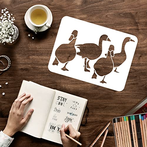 FINGERINSPIRE Duck Stencil Template 29.7x21cm 4 Ducks Template Plastic Duck Flock Painting Stencil Reusable Farm Animal Stencils DIY Decor Stencil for Painting on Wood Floor - Image 3