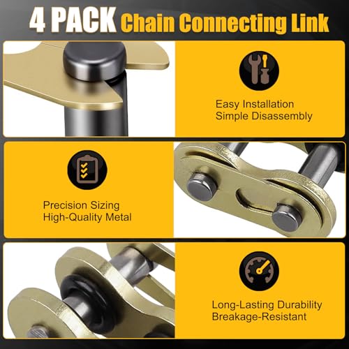 Image of 4 Pack 520 Chain Master Link O-Ring Heavy Duty 520HV Master Connecting Links Chain Link Connector Replacement for Motorcycle Dirt Bike Pitpro Agricultural Machine Tractors