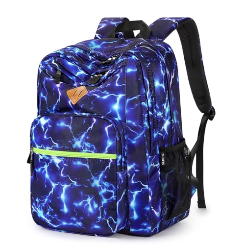 ZORFIN 26L Backpack for College and Travel: Water Resistant Bookbag - Blue Lightning