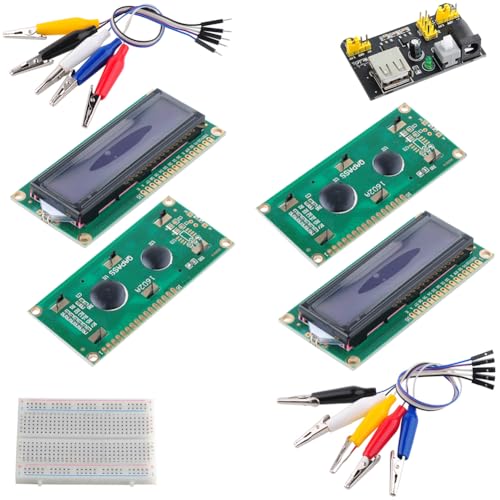 Image of 4pcs 1602 LCD Display + 1 Set Breadboard Power Module Jumper Wire