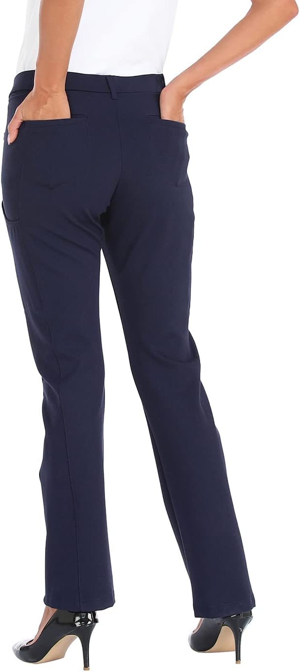 HDE Yoga Dress Pants for Women Straight Leg Pull On Pants with 8 Pockets - Image 6