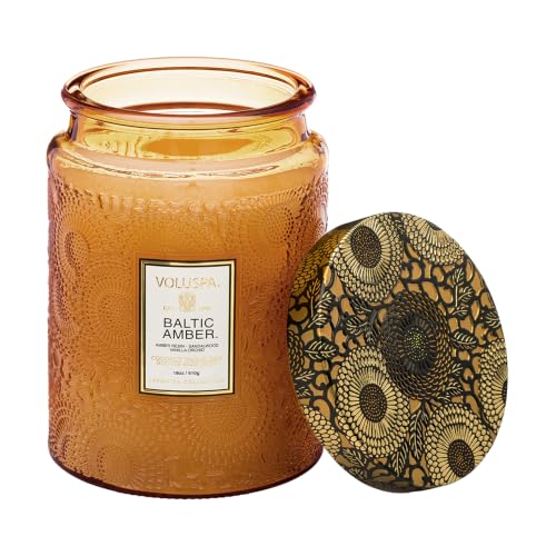 Voluspa Baltic Amber Large Scented Candle Jar 18 Oz 100 Hr Burn