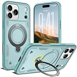 iPhone 17 Pro Max 対応 ケース 耐衝撃 スタンド付き MagSafe対応 カバー リング TPU+PC ワイヤレス充電 米軍MIL規格取得 スタンド機能 （ティファニーブルー）117-IP17PM-08