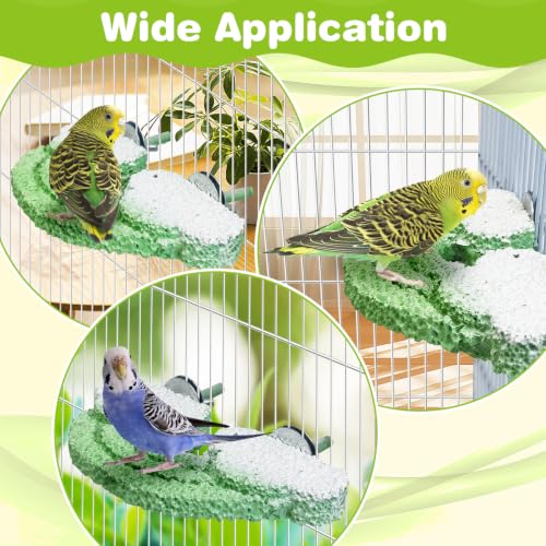 Image of PINVNBY 3PCS Bird Beak Grinding Stone Resin Bird Perch Stand Grinding Claw Clouds Birds Cage Perch Parrot Climbing Chewing Toys Parakeet Cage Accessories for Budgies Cockatiels Conures (Green)