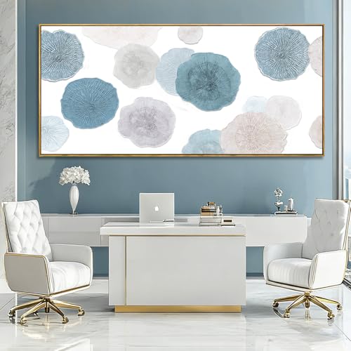 Image of VAYIMDH Blue Hand Painted Wall Art Abstract Canvas Paintings Contemporary Wall Decorations 40 inchx86 inch Bedroom Artwork Pictures for Dining Room