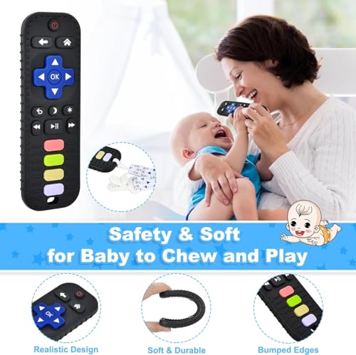 Image of Silicone Teething Toys for Babies 3-6 Months, Teethers for Babies 6-12 Months, Remote Control Teething Toy, Sensory Toy for Baby, Baby Chew Toys for Teething Relief