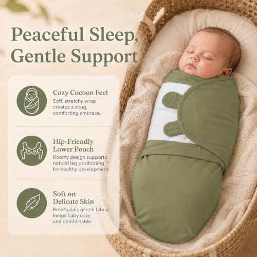 Image of Newborn Swaddle Sleep Sacks, 0-3 Months, 3-Pack | 100% Organic Cotton, For Baby Girls & Boys, Nursery Swaddling Blankets, Infant