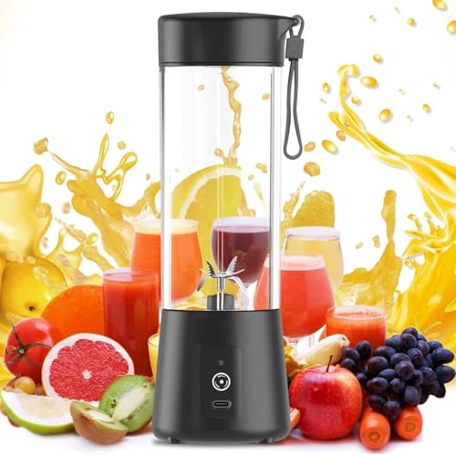 Image of Portable 6-Blade Juicer Blender with Built-In Jar, Juice Mixer Bottle, Fruit Juice Machine, USB Rechargeable Personal Size Juicer Grinder for Juices, Kitchen Appliance for Protein & Milk Shakes (Multi Colour) (S8)