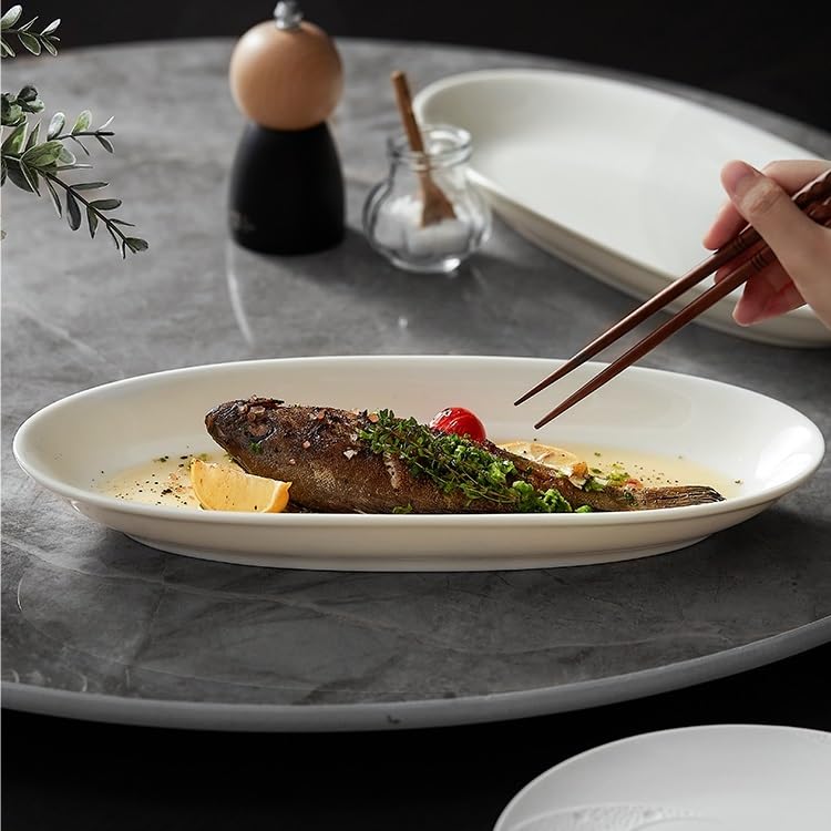 Platos de Cena platear de Pescado Ovalado, platear de Pescado al vapeur de cerámica, vajilla Creativa for Hotel, Restaurante y Club Platos de Pasta