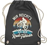 Turnbeutel Rucksack - Fahrrad Bekleidung Radsport - Mir reicht's ich geh Rad fahren - Vintage - weiß - Unisize - Dunkelgrau - für fahrradfahrer baumwollrucksack sport fahr stoffbeutel bike - WM110