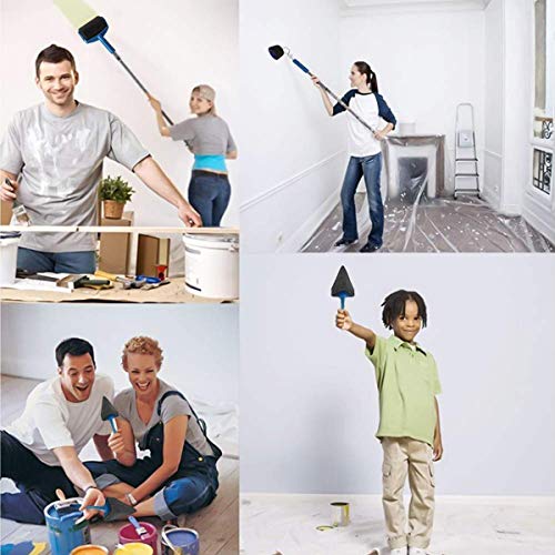 Paint Roller Brush Kit, GOCHANGE 9PCS Wall Printing Brush kit with Paint Runner Pro Brush, Wall Printing Brush, 3 Telescopic Poles, Handle Flocked Edger Painting Walls and Ceilings - Thumbnail 5