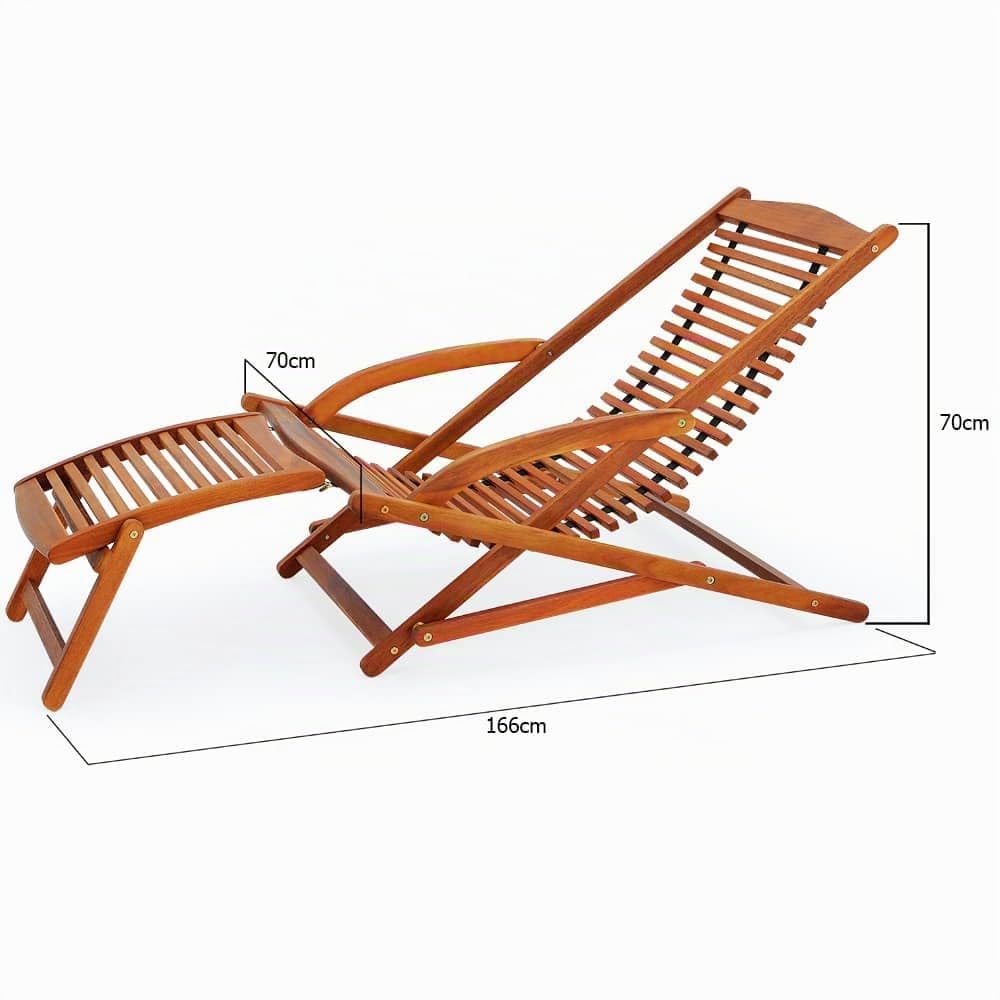 CASARIA Tumbona Plegable Exterior Madera Función Balanceo con Cojín | 166x70Cm, Carga 160Kg, incl. Reposapiés Extraíble, Reposabrazos Redondeados, Piscina, Terraza, Playa