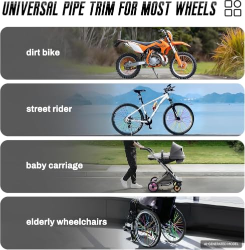Image of Bike Spoke Covers,Universal 72Pcs Spoke Skins Wheel Wraps for 8 inch-21 inch Rims for Ebike E Dirt Pit Bike Motorcycle Bicycle Wheelchair Decoration-Mixed