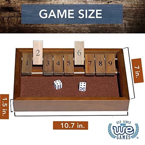 We Games Classic Dice Board Game – 9 Number Flip Tiles With Dark Stained Wooden Box - 11 Inches #TOP2