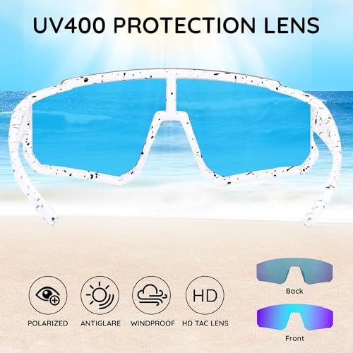 YEAMLTE Gafas Ciclismo Niño, Gafas de Sol Infantiles, Gafas de Bicicleta para Niños, Protección UV 400 para Niños y Niñas para Deportes Al Aire Libre, Ciclismo, Tenis, Running (Blanco) - imagen 5