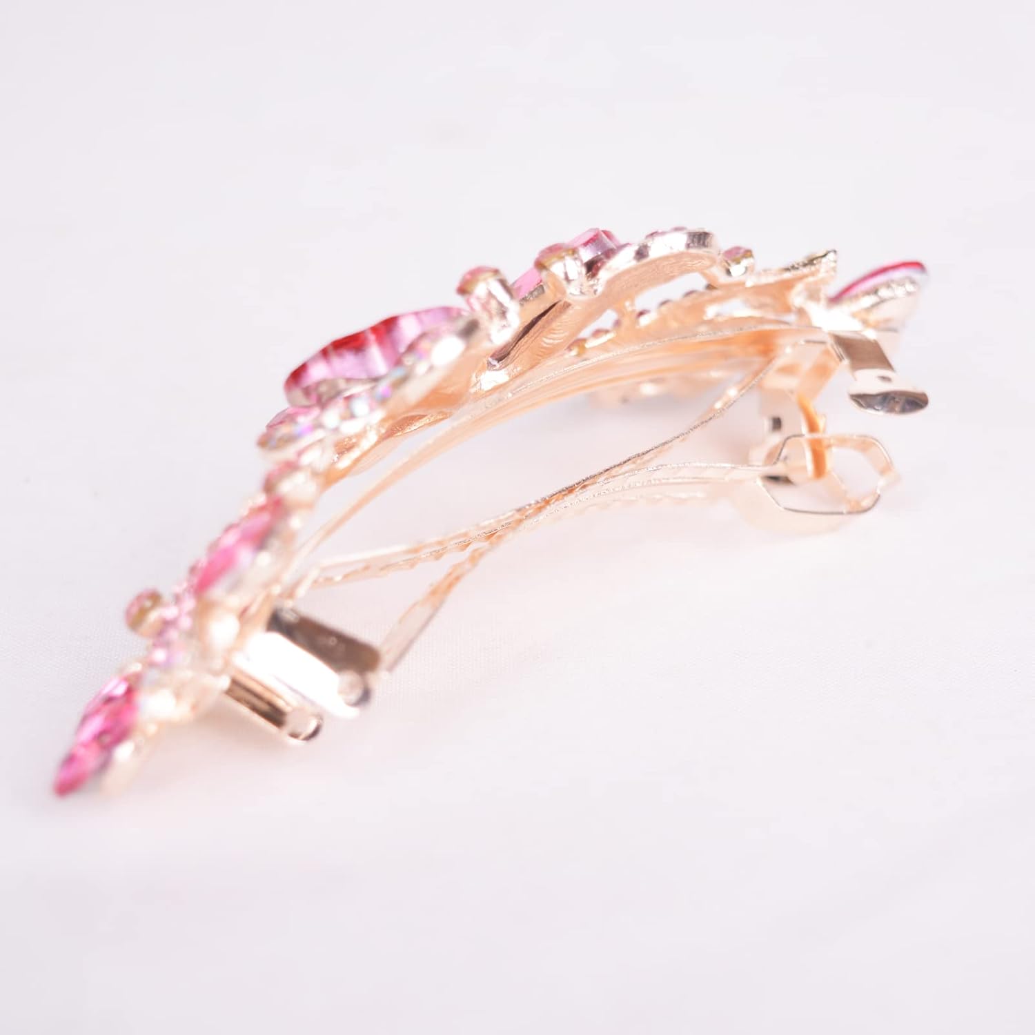 Luxury Butterfly Hair Barrettes Crystal Hair Clip Sparkly Metal Snap Hair Clip for Women Girls(Style-A,Pink) - Image 3