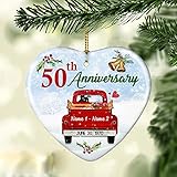 Jasmina Personalized Happy Wedding 50th Anniversary Red Car Ornaments Crafts Hanging Window Dress up...