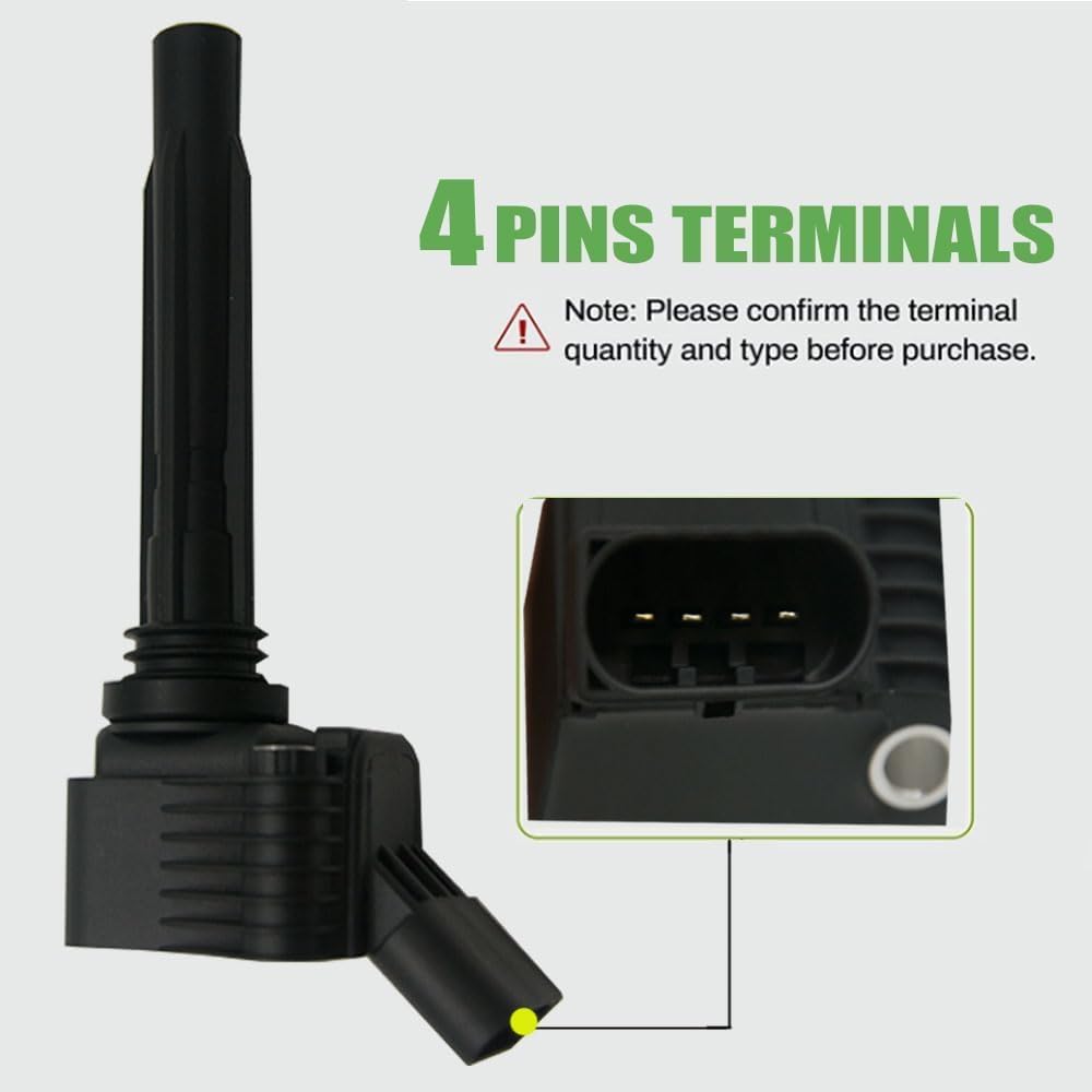 Ignition Coil Iridium Spark Plugs 4pcs UF716 UF765 Compatible with 2014 2015 2016 2017 2018 2019 VW Volkswagen Passat Jetta GTI Golf Audi A3 A4 A6 S3