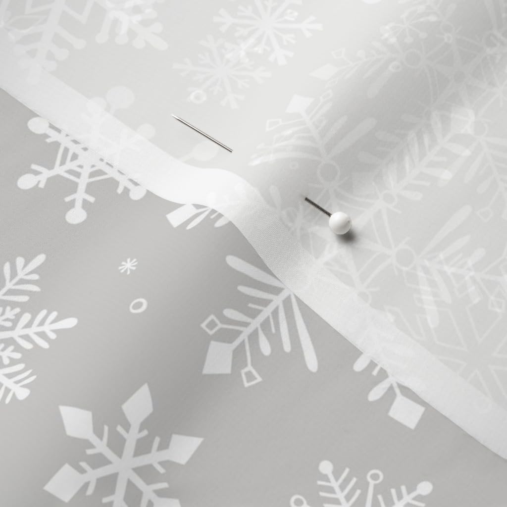 Spoonflower Fabric - Snowflakes Christmas Holiday Light Gray Snowflake Winter Holidays Snow Printed on Chiffon Fabric by The Yard - Sewing Fashion Apparel Dresses Home Decor