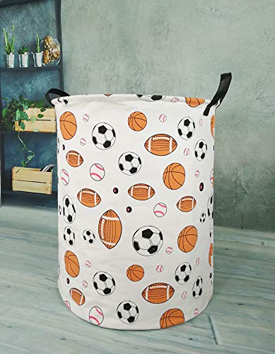 Image of Kids Laundry Hamper Clothes Gift Basket Storage Laundry Baskets Organizer Bin with Handles for Nursery Room (Balls)