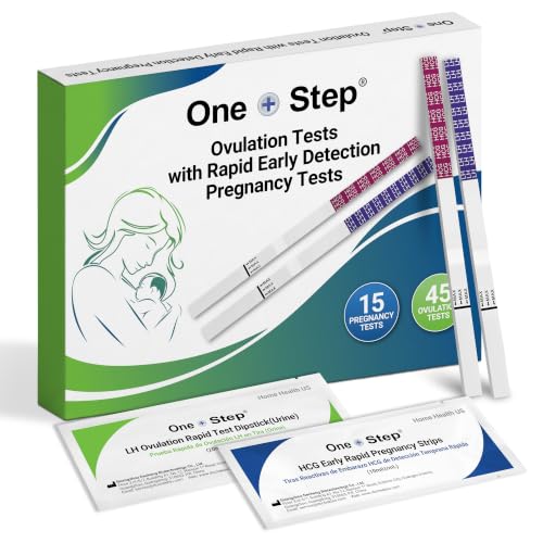 Image of One Step 45 Ovulation Test Strips & 15 Early Detection Pregnancy Test Strips - Detect Pregnancy 6 Days Sooner - Accurate and Easy at Home Fertility Testing