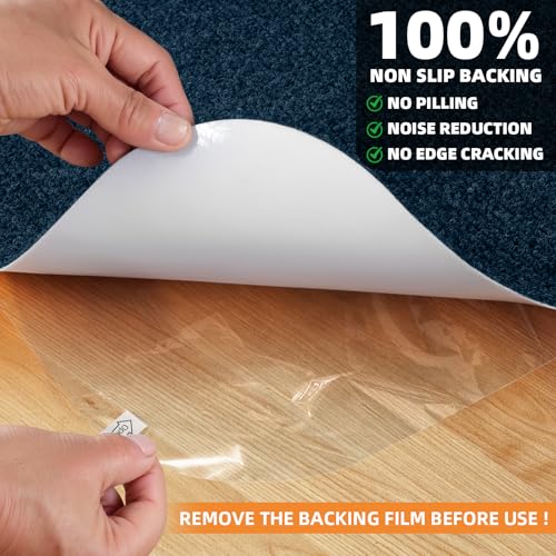 Image of Office Chair Mat for Hardwood Floors 48 inchx36 inch, Durable Non-Slip Large Tile Floor Protector, Anti-Scratch Thick Heavy-Duty Recyclable Gliding Desk Mats for Computer Rolling Chairs, Navy Blue