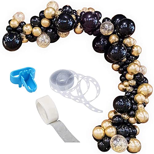 Black Gold Balloon Garland Arch Kit, 90PCS 12Inch Balloon Garland Including Black Chrome Gold Confetti Balloons Assorted Balloons Decorations Backdrop Ideal for New Years Eve Birthday Baby Shower