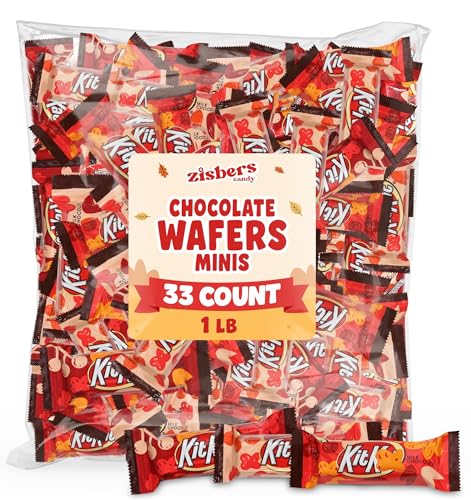 Thanksgiving Candy Milk Chocolate Wafer Minis - Individually Wrapped Autumn Fall Themed Milk Chocolate Wafer Candy For Thanksgiving Parties, Gifts & Treats - 33 Pieces