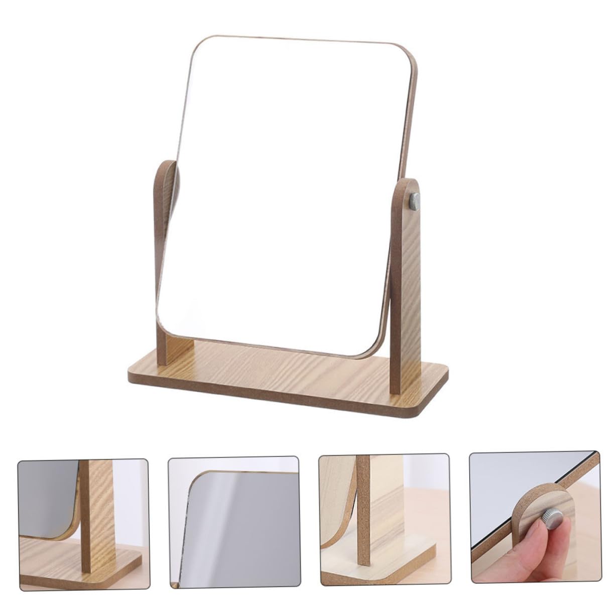 FOMIYES 2 Stück Hochauflösender Drehbarer Kosmetikspiegel aus Holz Doppelseitig Stabiler Standspiegel für Schminktisch Praktischer und Dekorativer Make Up Spiegel für Mädchen