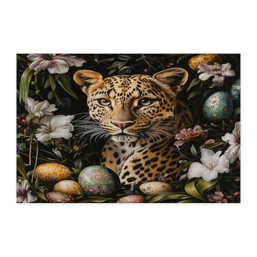 Rompecabezas de 1000 piezas antiestrés con diseño de leopardo en madera para relajación total