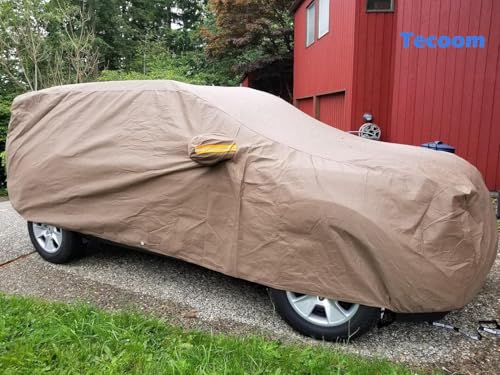 Image of Tecoom Thick Shell Truck Car Cover Waterproof Windproof Fit for Ford F150 Ram 1500 Chevy Silverado Toyota Tundra GMC Sierra Full Size Pickup with Straps Buckles Antenna Patch Length Up to 245 inch