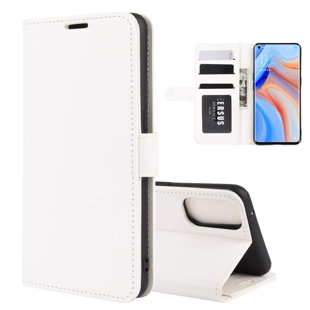 CAIFENG Phone Cover Case for Oppo Reno 4 Pro 5G R64 Texture Single Horizontal Flip Protective Case with Holder & Card Slots & Wallet& Photo Frame Protective Shell (Color : White)