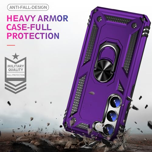 Image of for Samsung Galaxy S24 Case with Screen Protector, Military Grade Rugged Shockproof Heavy Duty Galaxy S24 5G Protective Cover for Samsung S24 5G Magnetic Ring Kickstand Phone Case (Purple)
