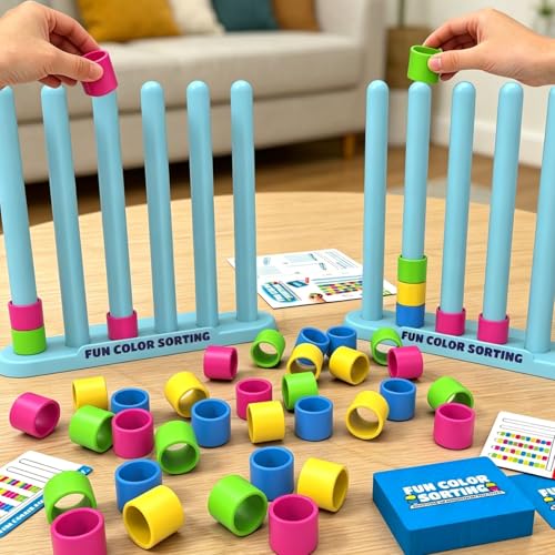 kowgical Color Matching Challenge Game, 1-2 Player Color Stacking Puzzle Game, Board Games for Adults Teenager, Interactive Desktop Game Birthday Party Gifts (Colorful Two-Player) - Image 5