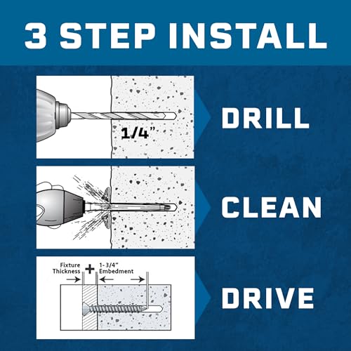 ITW Tapcon 28375 1/4x1-3/4 Blue Star Drive Bugle Head Concrete Anchors 75/Box