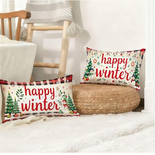 Housse coussin 60x90cm lin taie oreiller Noël salon chambre