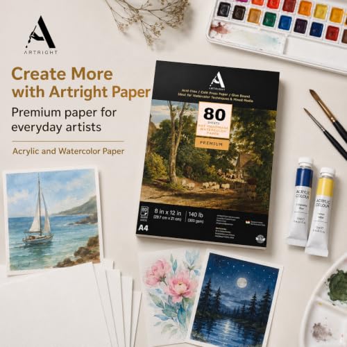Image of ArtRight White Net Handmade Papers (280 GSM) Ultra Premium fine Textured Dotted Handmade Watercolor Papers for Watercolour, Gouache, Ink and Mixed Media (A4-80)