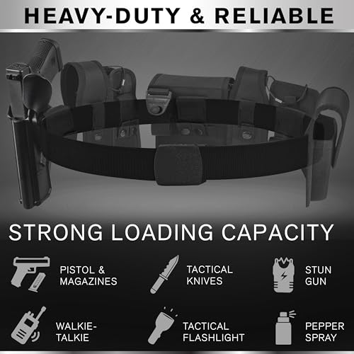 TECEUM Tactical Belt – Black B2 L – Heavy-Duty Military, Work, Hiking,Rigger, Utility, EDC Men’s Belts – Quick-Release – Nylon Web
