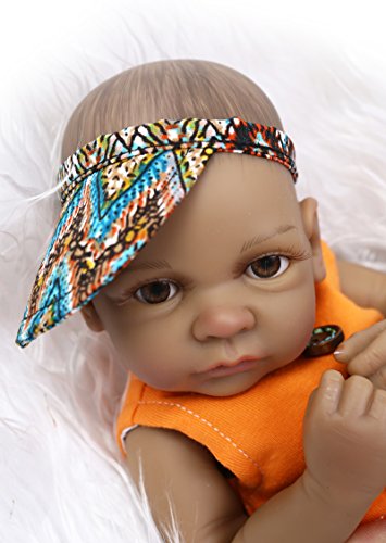 Funny House 10Inch 26Cm Full Body Silicone Soft Vinyl Real Looking Reborn Baby Dolls Lifelike Native American Indian Style Black Skin Boy Newborn Doll #TOP3