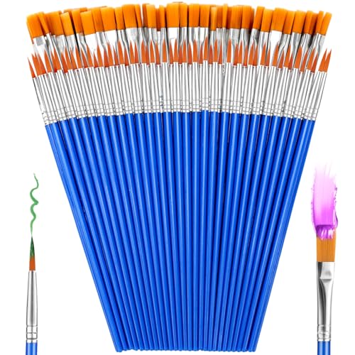66 Pcs Small Paint Brushes Set - Slurrivate Round & Flat Brush Bulk for Detail Painting Perfect for Acrylic Watercolor Canvas & Face Painting | Classroom Kids & Artist Craft Supplies